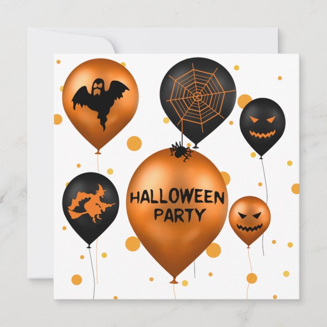 Ballonger happy halloween Party Inbjudningar (Framsida)