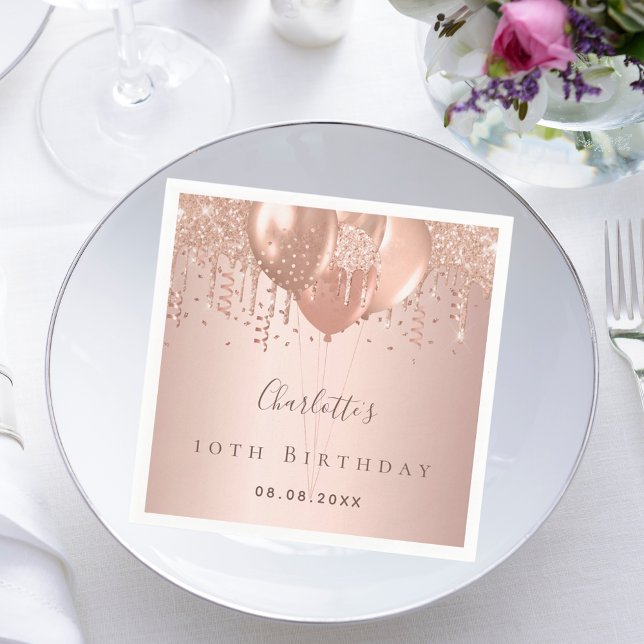 Ballonger i födelsedagsfest ro guld pappersservett (Skapare uppladdad)