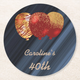 Ballonger i guld Glitter 40:e födelsedagen Underlägg Papper Rund