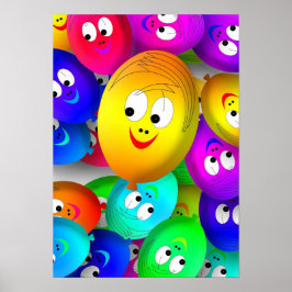 Ballonger i lycklig Ansikte Poster