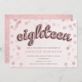  ballonger i ro Guld och Glitter 18:e födelsedag Inbjudningar