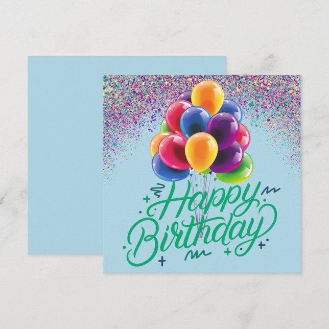 Ballonger & Konfetti Inbjudningar (Fram/baksida)