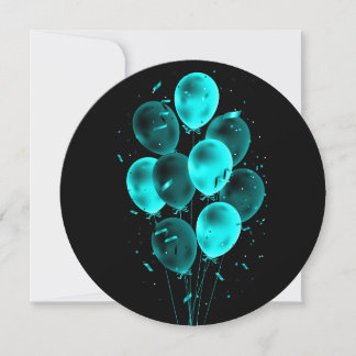 Ballonger & Konfetti Negativa Rund Greeting Cards