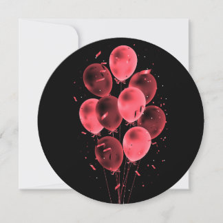 Ballonger & Konfetti Negativa Rund Greeting Cards