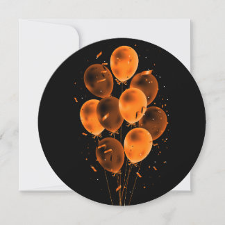 Ballonger & Konfetti Negativa Rund Greeting Cards