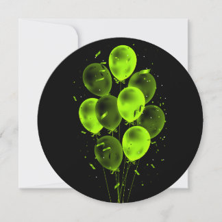 Ballonger & Konfetti Negativa Rund Greeting Cards