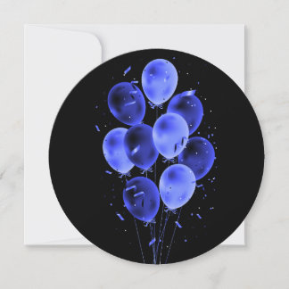 Ballonger & Konfetti Negativa Rund Greeting Cards