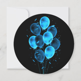 Ballonger & Konfetti Negativa Rund Greeting Cards