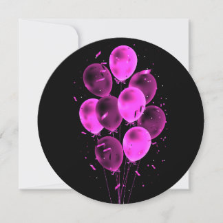 Ballonger & Konfetti Negativa Rund Greeting Cards