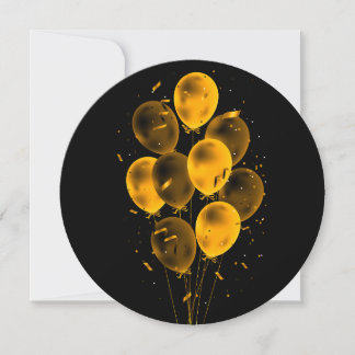 Ballonger & Konfetti Negativa Rund Greeting Cards