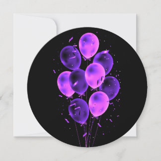 Ballonger & Konfetti Negativa Rund Greeting Cards