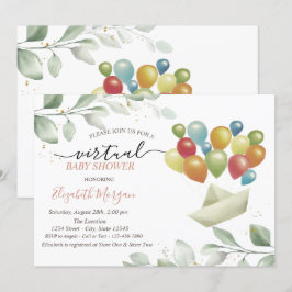 Ballonger Mail Leaves Virtuell Baby Shower Inbjudningar