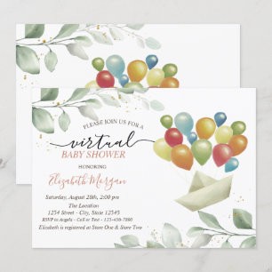 Ballonger Mail Leaves Virtuell Baby Shower Inbjudningar