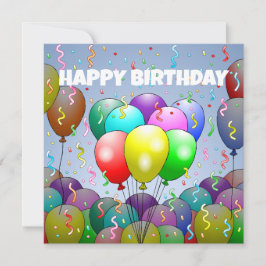 Ballonger och Konfetti Födelsedag Kort