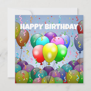 Ballonger och Konfetti Födelsedag Kort