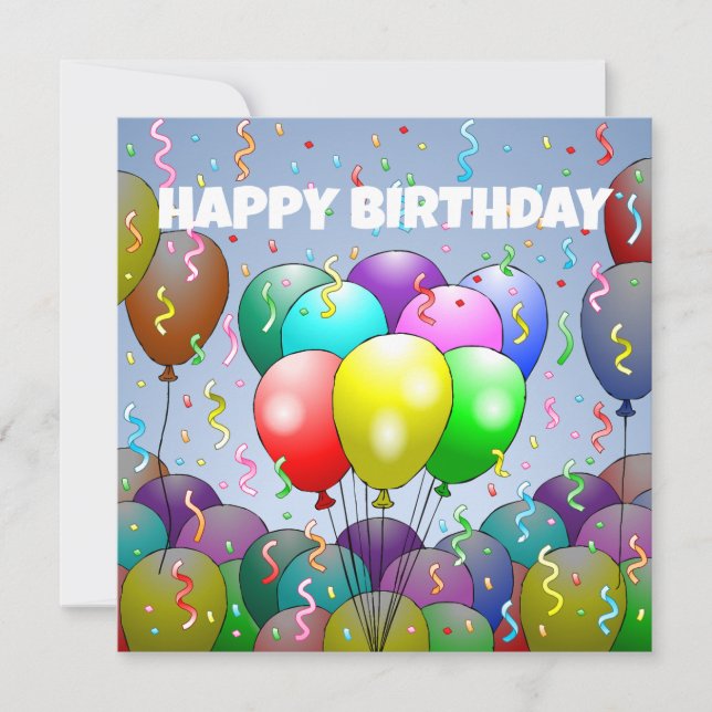 Ballonger och Konfetti Födelsedag Kort (Framsida)