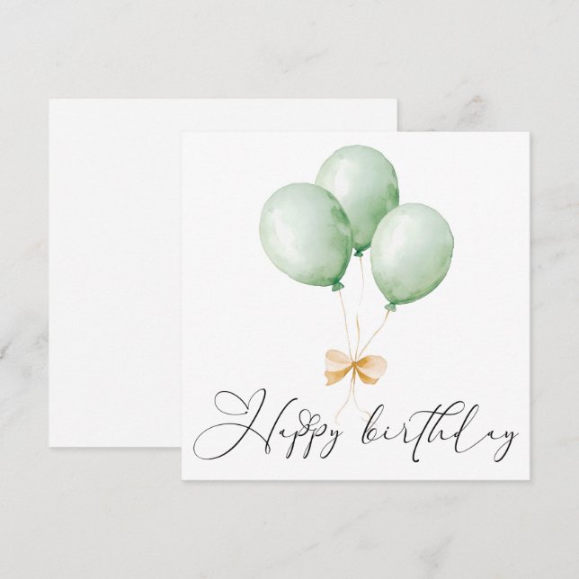 Ballonger och rosett Glad födelsedag gratulationsk Kort (Fram/baksida)