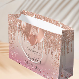Ballonger över rosa ros guld glitter vid födelseda