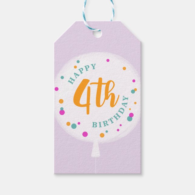 Ballonger på födelsedagen anpassade märkre i gåva presentetikett (Framsidan)