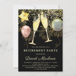 Ballonger pension Party Guld Glitter Svarta havet Inbjudningar