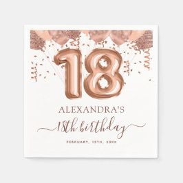 Ballonger ro Guld 18:e Födelsedagsfesten Pappersservett