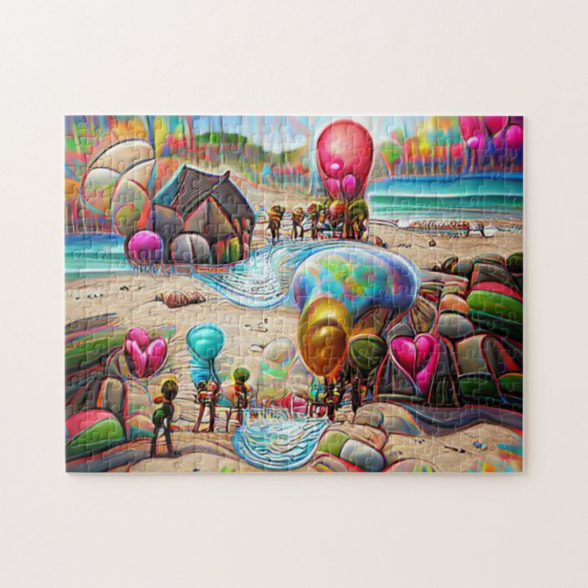 Ballonger Strand Välkommen Hem Pussel (Horisontell)