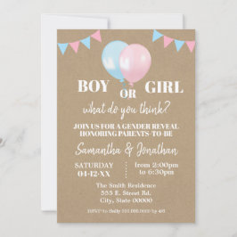 Ballongers gender avslöjar pojke eller flicka baby inbjudningar