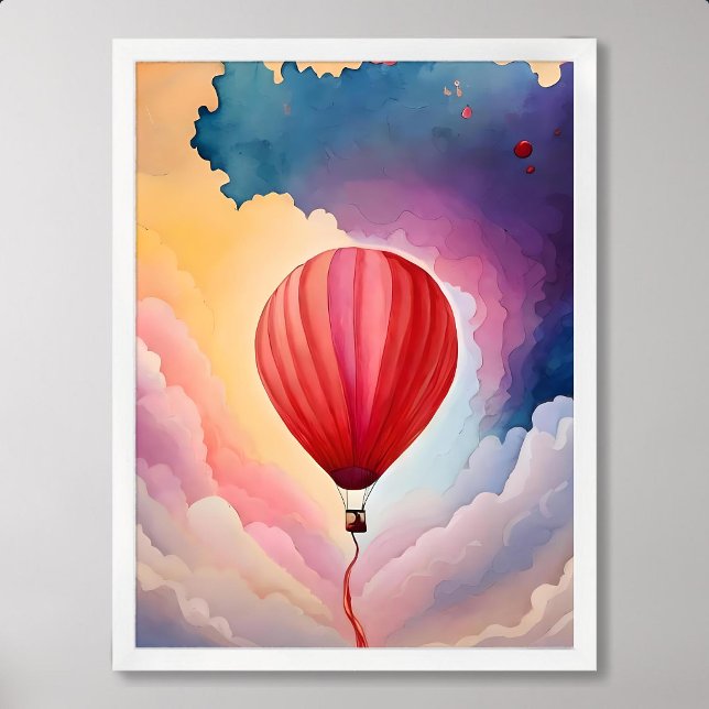 ballongfärgning hett luft färgfläckfärgning av mol poster (balloon painting hot air colorful cloud watercolor)