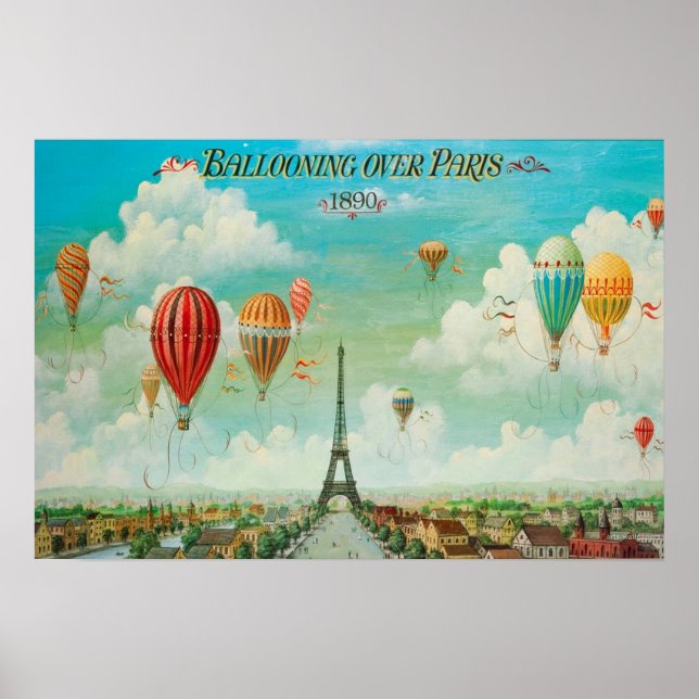 Ballongflygning över Paris-affisch Poster (Framsidan)