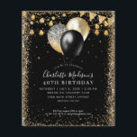 Ballongfödelsedag i Black Guld Glitter Ljus<br><div class="desc">Modern Elegant Black Guld Glitter Ljus-ballong oavsett ålder</div>