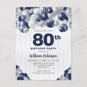 Ballongfödelsedag i den moderna marinen Blue Silve Vykort