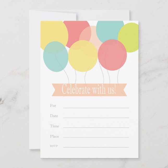 Ballongfödelsedagsinbjudan Inbjudningar (Framsida)