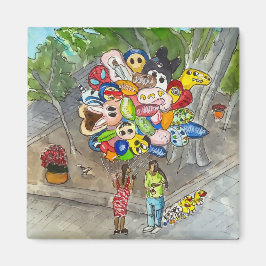 Ballongförsäljare i Zócalo, Oaxaca, Mexiko Magnet