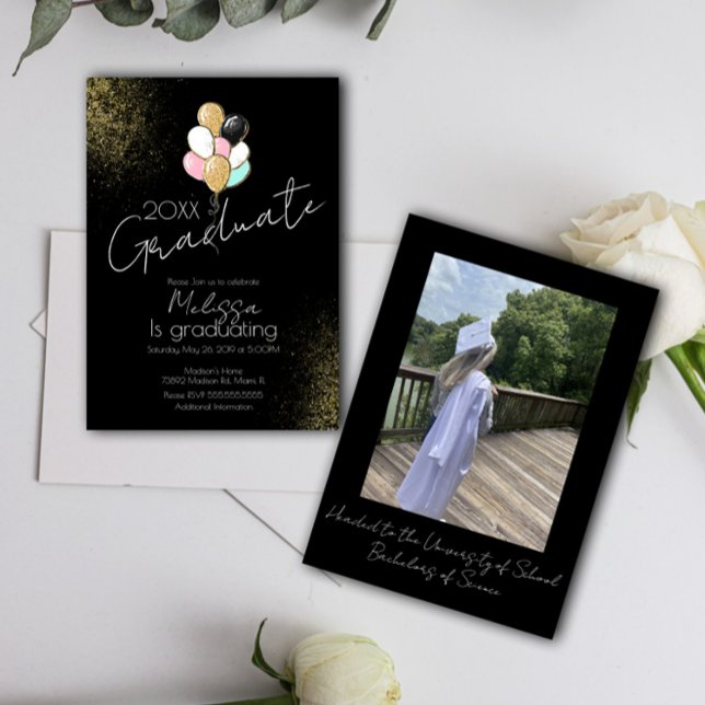 Ballongglitter College Studentexamen Avslutningsfe Inbjudningar (Skapare uppladdad)