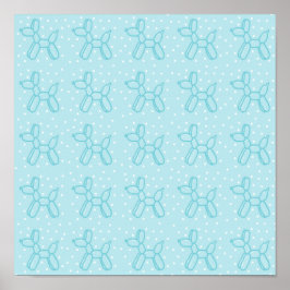 Ballonghundar i teal på Pastell Teal Blåtryck Poster