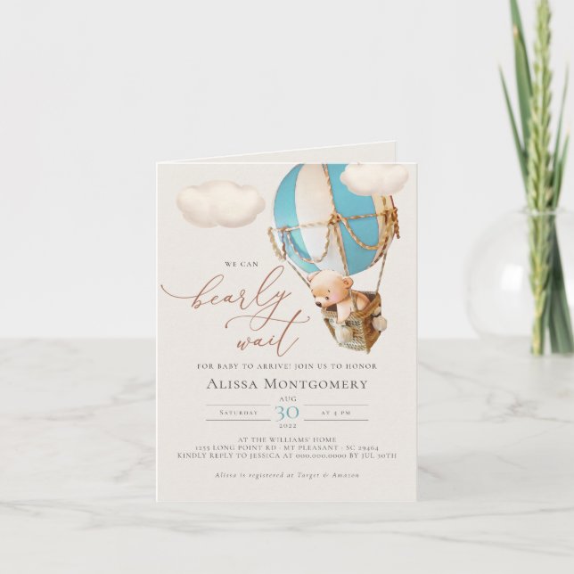 Ballonginbjudan för Bear Hett-Luft Inbjudan (Framsida)