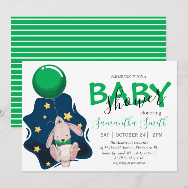 Ballonginbjudan till babyvisningskanal meddelande (Fram/baksida)