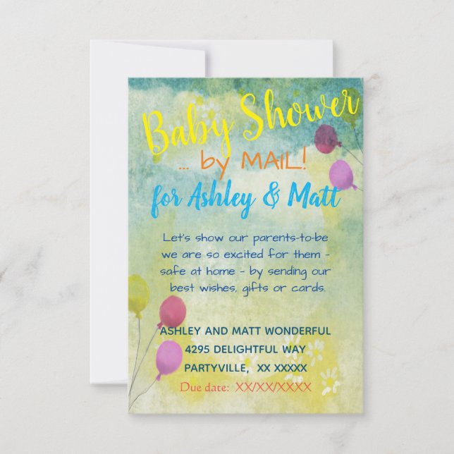 Ballonginbjudan till babyvisningsprogram efter Dai Inbjudningar (Framsida)