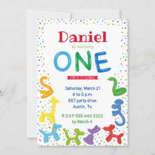 Ballonginbjudan till djur första året inbjudningar