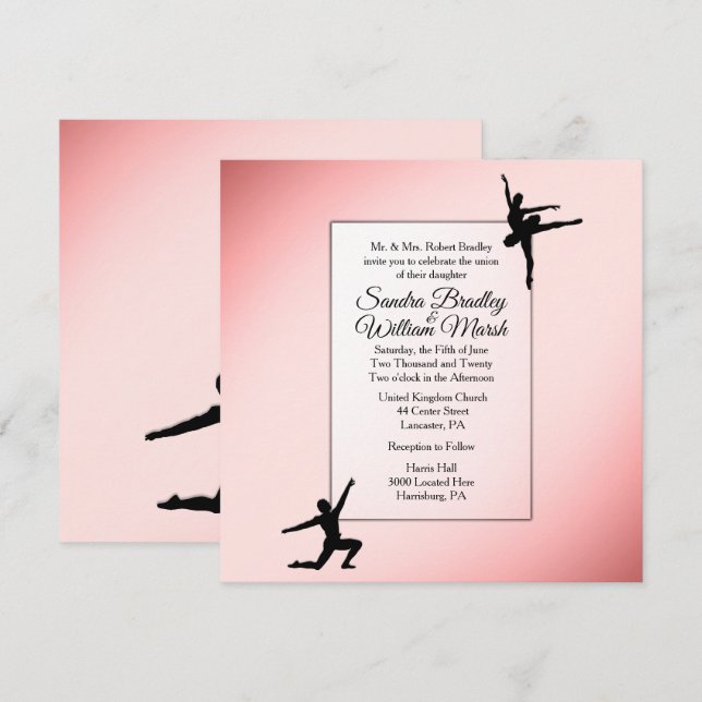Ballonginbjudan till Dusty Ro Ballet Dancers Weddi Inbjudningar (Fram/baksida)
