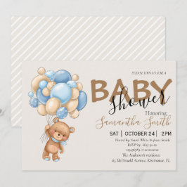 Ballonginbjudningar till Nallen Brown Baby Shower Meddelande