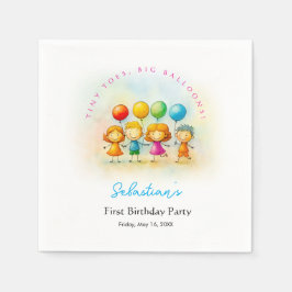 Ballongkompisar Bash Pojke 1-årsdag Färgglad Pappersservett