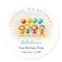 Ballongkompisar Bash Pojke 1-årsdag Klistermärken
