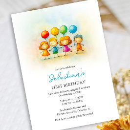 Ballongkompisarnas Bash – Kul 1-årsfest för pojke Inbjudningar