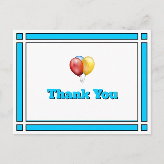 Ballongkort för Bright Blue Birthday Balloits Tack Vykort (Framsida)