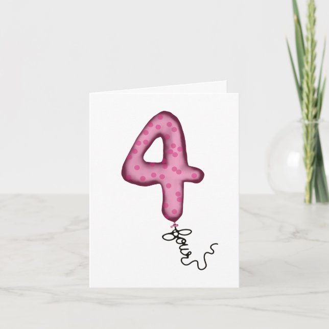 Ballongkort för fjärde födelsedag kort (Framsida)