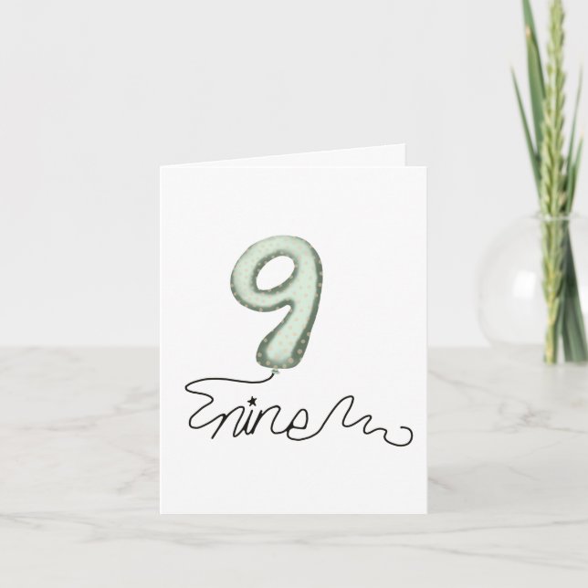 Ballongkort för nionde födelsedag kort (Framsida)