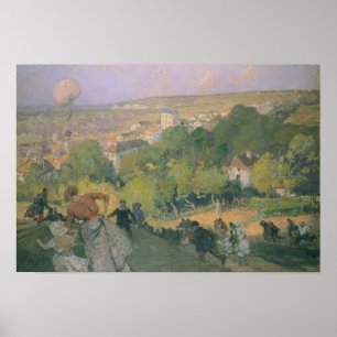 Ballonglandning på Pre St-Gervais, c.1885 Poster