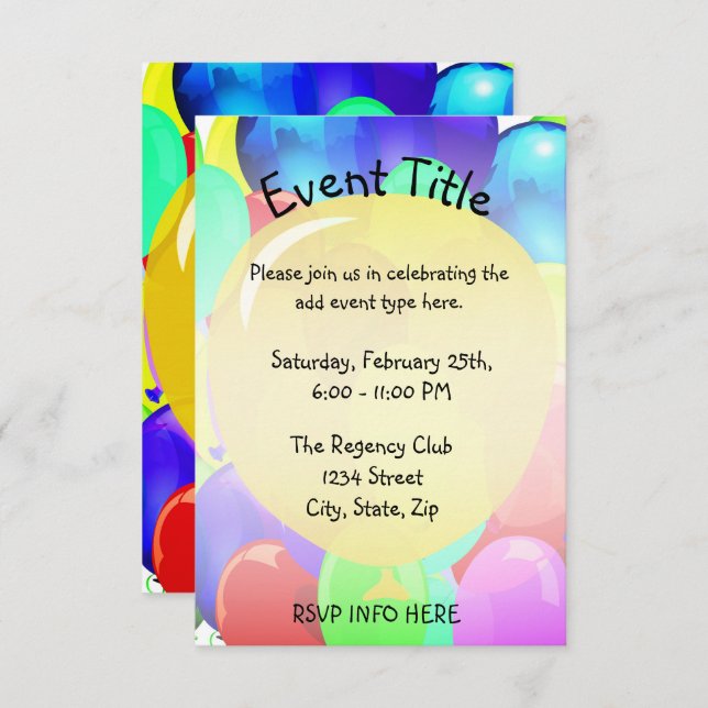 Ballongmall Inbjudningar (Fram/baksida)