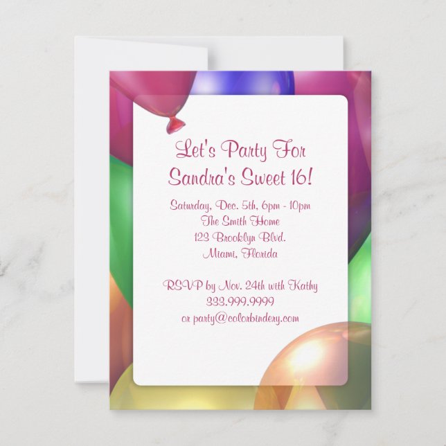 Ballongsken 4,25 x 5,5 flytta sig mycket långsamt inbjudningar (Framsida)